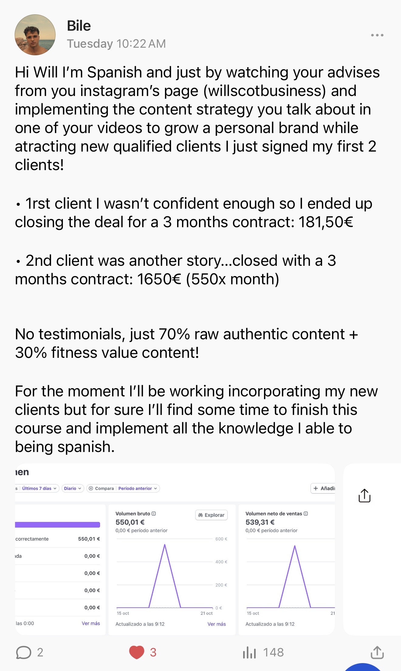 First 2 clients, €550/mo