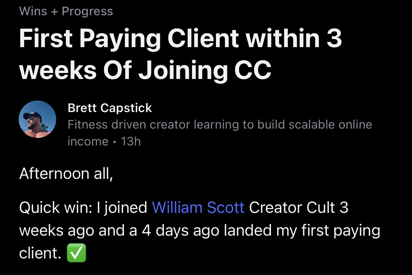 First client in 3 weeks